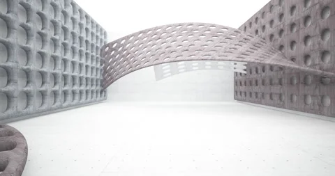 Abstract architectural background. Flying on a concrete minimalistic interior.  Stock Footage 147115273