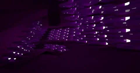 Abstract architectural background. Flying on a violet minimalistic interior.  Video stock 133165267