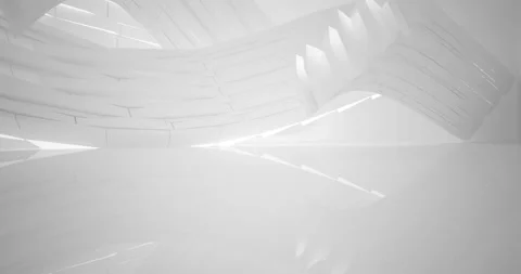 Abstract architectural background. Flying on a white minimalistic interior. Stock Footage 130892494