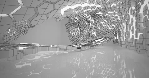 Abstract architectural background. Flying on a white minimalistic interior.  Stock Footage 131508802