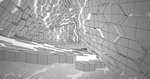 Abstract architectural background. Flying on a white minimalistic interior.  Stock Footage 131549490