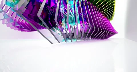 Abstract architectural background. Flying on a white minimalistic interior. Stock Footage 133757337