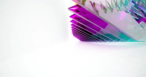 Abstract architectural background. Flying on a white minimalistic interior. Stock Footage 133757351