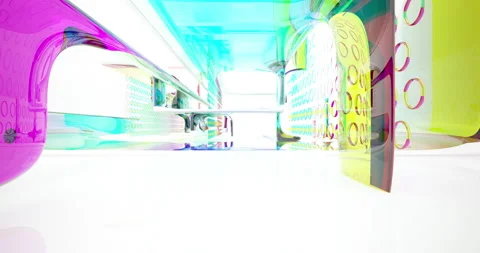 Abstract architectural background. Flying on a white minimalistic interior. Stock Footage 134131969