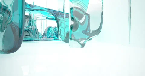 Abstract architectural background. Flying on a white minimalistic interior. Stock Footage 136502920