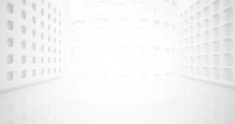 Abstract architectural background. Flying on a white minimalistic interior.  Stock Footage 136997242