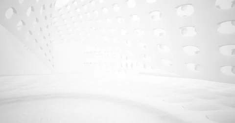 Abstract architectural background. Flying on a white minimalistic interior.  Stock Footage 136997276