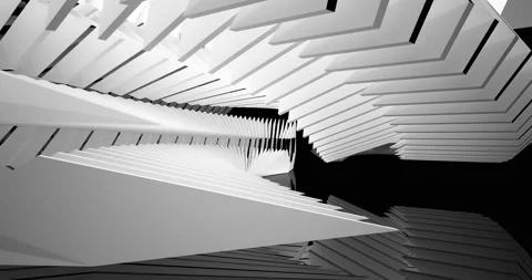 Abstract architectural background. Flying on a white and black minimalistic Stock Footage 138616192