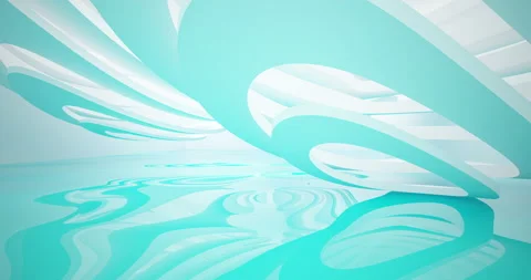 Abstract architectural background. Flying on a white minimalistic interior.  Stock Footage 138877753