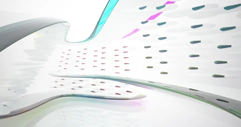 Abstract architectural background. Flying on a white minimalistic interior. Stock Footage 139605402