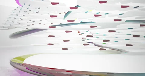 Abstract architectural background. Flying on a white minimalistic interior. Stock Footage 139605404