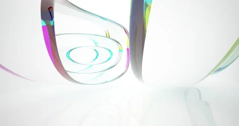 Abstract architectural background. Flying on a white minimalistic interior.  Stock Footage 139797020