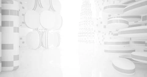 Abstract architectural background. Flying on a white minimalistic interior. Stock Footage 140175658