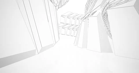 Abstract architectural background. Flying on a white minimalistic interior. Stock Footage 140175964