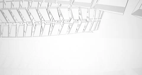 Abstract architectural background. Flying on a white minimalistic interior. Stock Footage 140176047