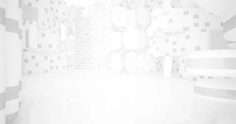 Abstract architectural background. Flying on a white minimalistic interior. Stock Footage 140176526