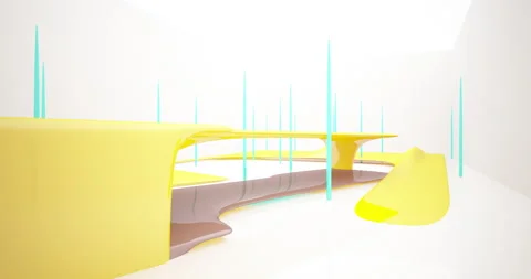 Abstract architectural background. Flying on a white minimalistic interior.  Stock Footage 142136009