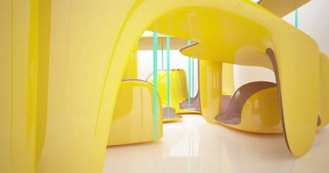 Abstract architectural background. Flying on a white minimalistic interior.  Stock Footage 142136031