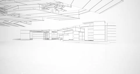 Abstract architectural background. Flying on a white minimalistic interior.  Vídeos de archivo 142136951