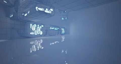 Abstract architectural background. Flying on a white minimalistic interior.  Stock Footage 143323159