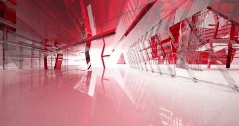 Abstract architectural background. Flying on a white minimalistic interior.  Stock Footage 143325423