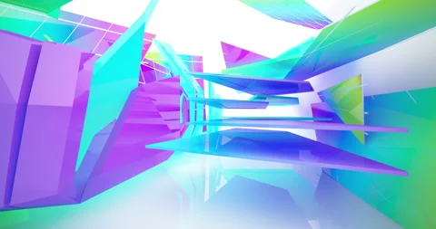 Abstract architectural background. Flying on a white minimalistic interior.  Stock Footage 143327229