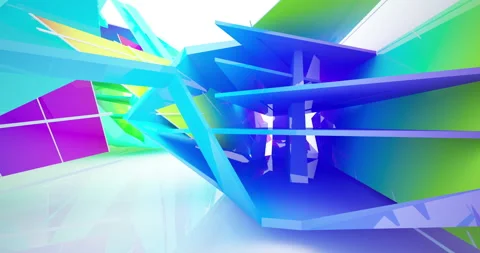 Abstract architectural background. Flying on a white minimalistic interior.  Stock Footage 143327260