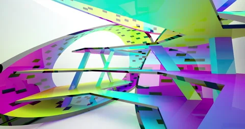 Abstract architectural background. Flying on a white minimalistic interior. Stock Footage 144771590