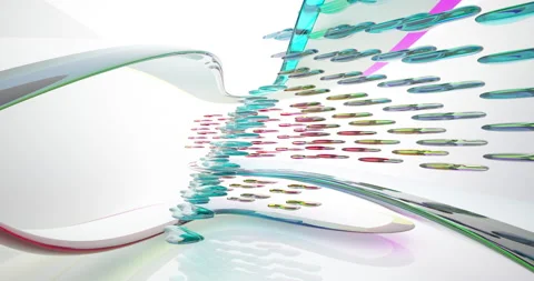 Abstract architectural background. Flying on a white minimalistic interior. Stock Footage 144771994