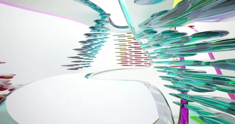 Abstract architectural background. Flying on a white minimalistic interior. Stock Footage 144774213