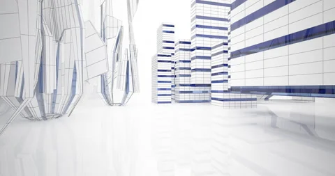 Abstract architectural background. Flying on a white minimalistic interior. Stock Footage 144778425