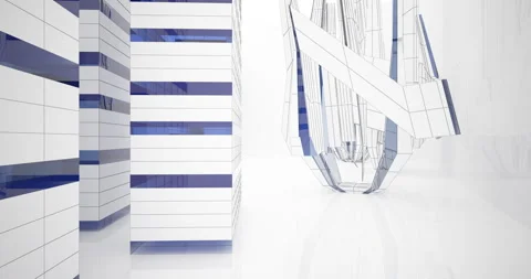 Abstract architectural background. Flying on a white minimalistic interior. Stock Footage 144778890