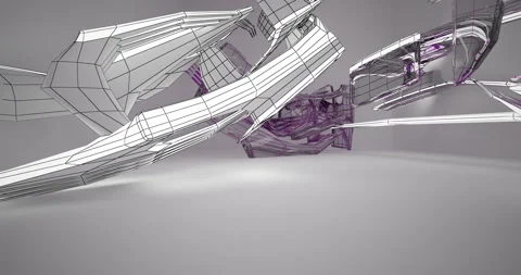 Abstract architectural background. Flying on a white minimalistic interior.  Stock Footage 147114021