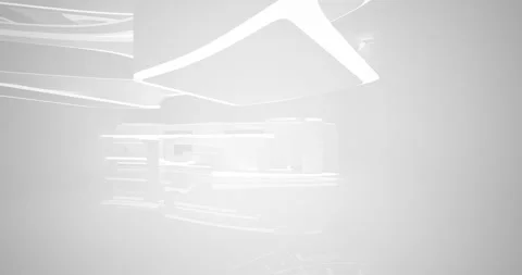 Abstract architectural background. Flying on a white minimalistic interior. Stock Footage 147114856