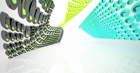 Abstract architectural background. Flying on a white minimalistic interior.  Stock Footage 147114958