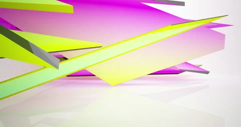 Abstract architectural background. Flying on a white minimalistic interior.  Stock Footage 147114960