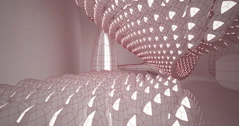 Abstract architectural background. Flying on a white minimalistic interior. Stock Footage 147115348