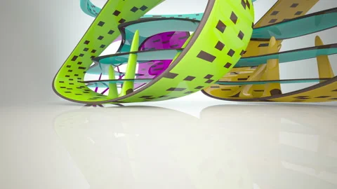 Abstract architectural background. Flying on a white minimalistic interior.  Stock Footage 154566961