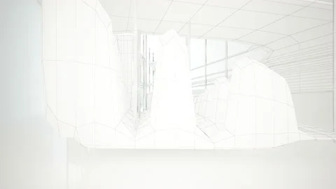 Abstract architectural background. Flying on a white minimalistic interior.  Stock Footage 154566969