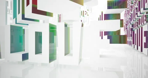 Abstract architectural background from a multi-colored glass array of words love Stock Footage 135633577