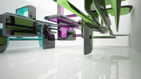 Abstract architectural background of the polygons. Concept of organic architectu Видео 73932678