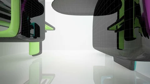 Abstract architectural background of the polygons. Concept of organic architectu Video stock 74071122