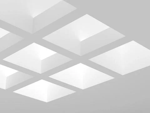 Abstract architectural background with white skylight design, 3d Illustrazione stock