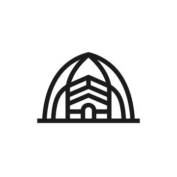 Abstract architectural building under dome frame line art logo. Stock Illustration