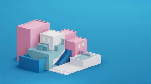 Abstract architectural concept 3D illustration Stock Illustration