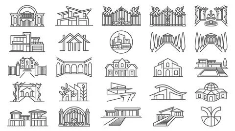 Abstract architectural concept icons for modern development. Illustration