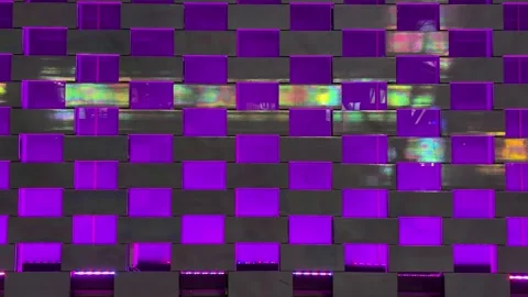 Abstract Architectural Facade With LED Lighting And Neon Reflections Night Stock Footage 330276170
