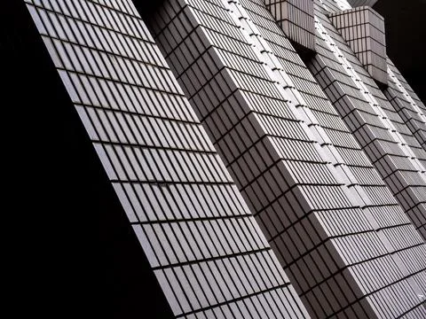 Abstract architectural facade with repeating ceramic tile geometry and diag.. Stock Photos