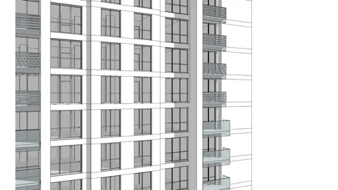 Abstract architectural HD video of a high rise residential building close up. Stock Footage 130961943