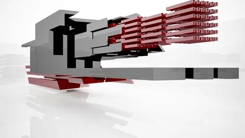 Abstract architectural interior with black and red geometric sculpture. 動画素材 70953208